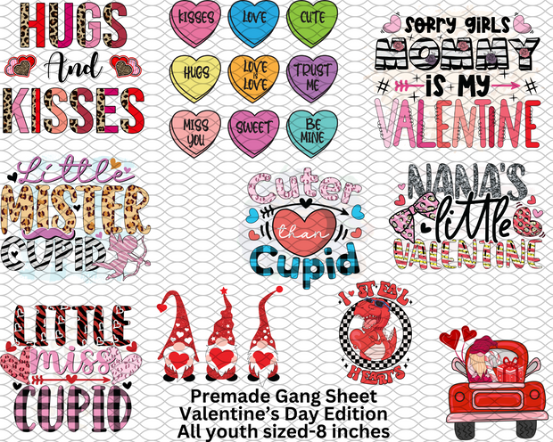 Valentine's Day Premade Gang Sheet (8 in-Youth Sized)
