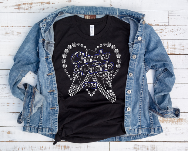 Chucks and Pearls (Blue & Clear) Rhinestone Transfer-Adult Sized