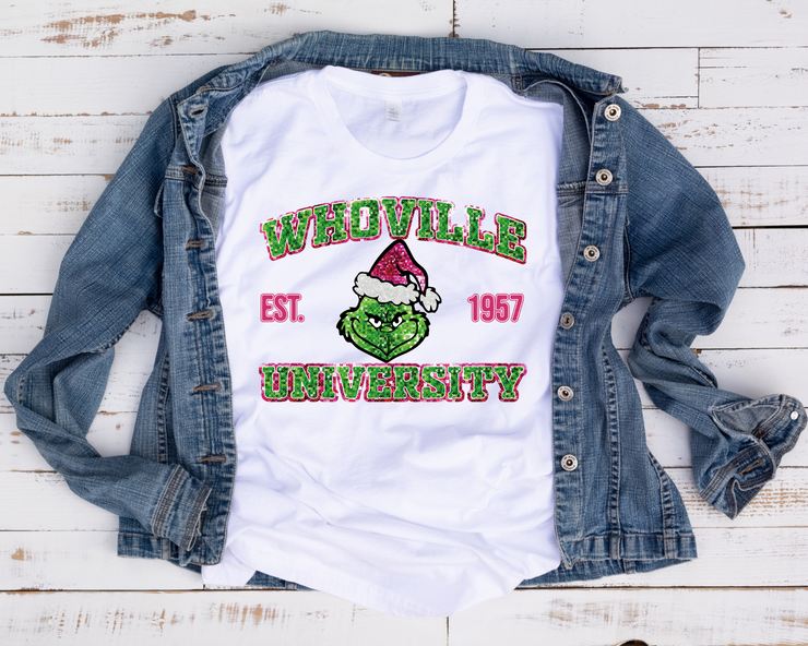 Faux Glitter Whoville University/ Transfer