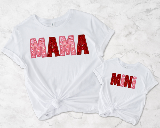 Faux Sequin/Embroidery Mama & Mini/ Transfer