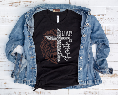 Man of Faith Rhinestone Transfer-Adult Sized