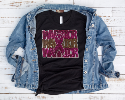 Warrior Stacked Breast Cancer Sequin Patch (PREORDER)