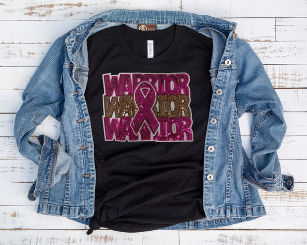 Warrior Stacked Breast Cancer Sequin Patch (PREORDER)