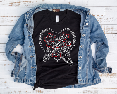 Chucks and Pearls (Red & Clear) Rhinestone Transfer-Adult Sized