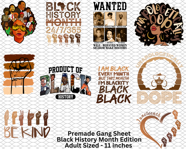 Black History Premade 3 Gang Sheet