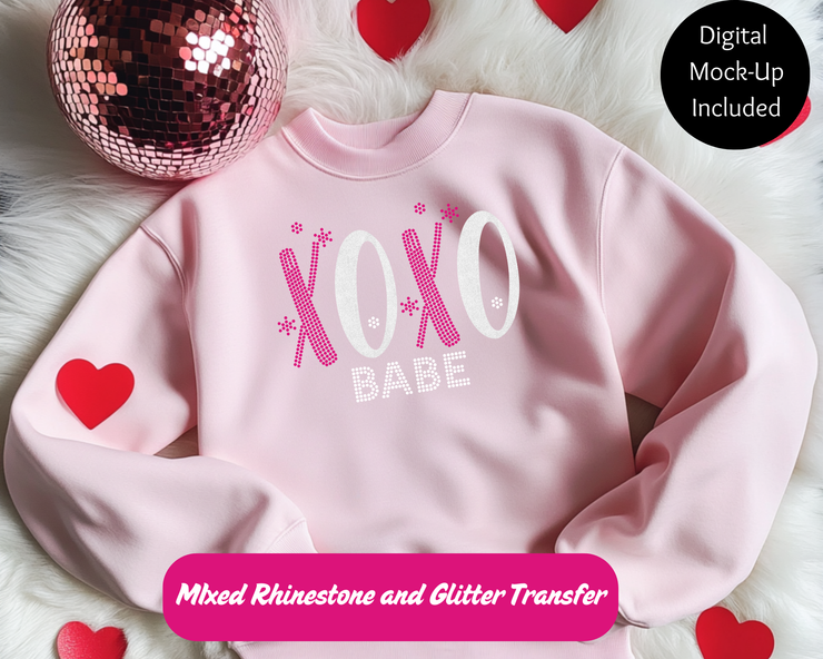 XOXO Babe Rhinestone Transfer-Adult Sized