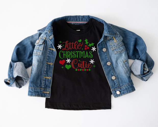 Little Christmas Cutie Rhinestone Mix Transfer-Youth Sized