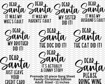 Family Christmas Premade Gang Sheet (10 piece)