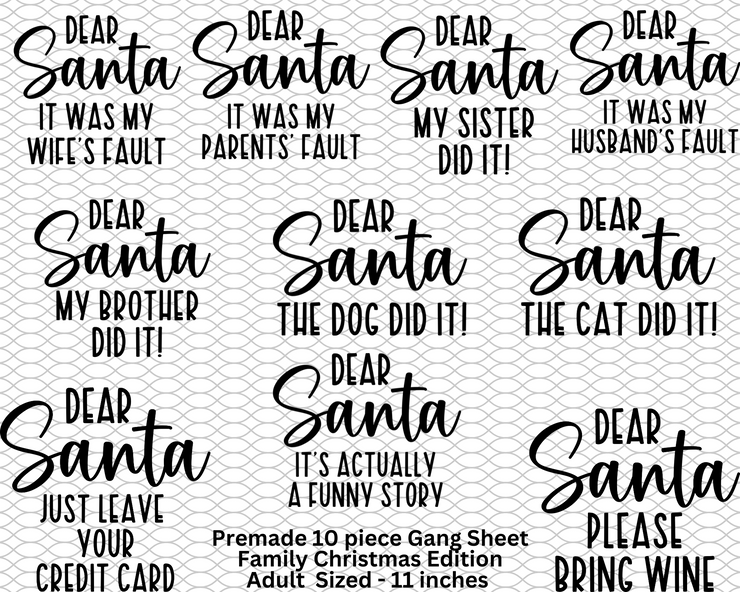 Family Christmas Premade Gang Sheet (10 piece)