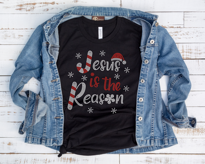 Jesus is the Reason Rhinestone Transfer-Adult Sized