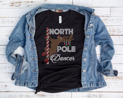 North Pole Dancer Rhinestone Transfer-Adult Sized