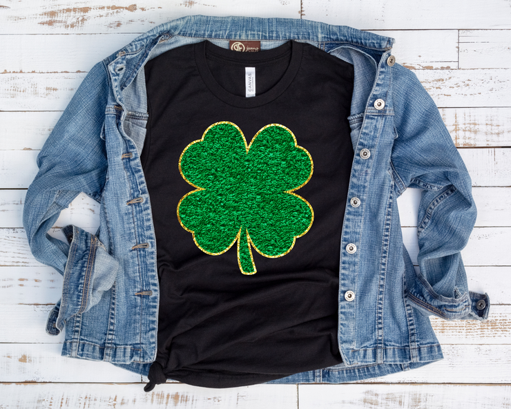 Faux Chenille/Glitter Shamrock/ Transfer