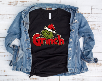 Grinch Glitter & Chenille Patch