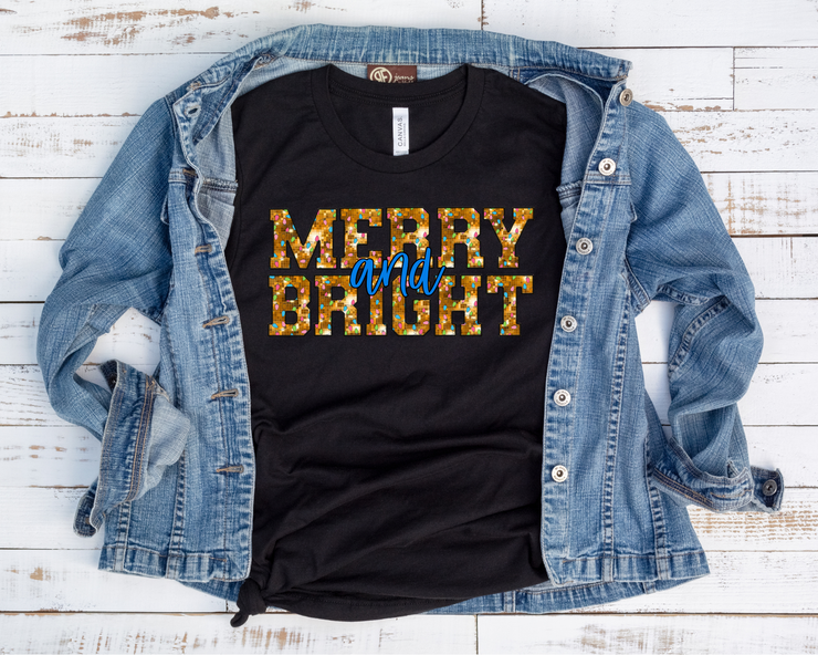 Faux Glitter Merry and Bright/ Transfer