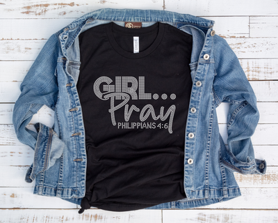 Girl Pray Rhinestone Transfer-Adult Sized