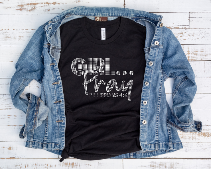 Girl Pray Rhinestone Transfer-Adult Sized