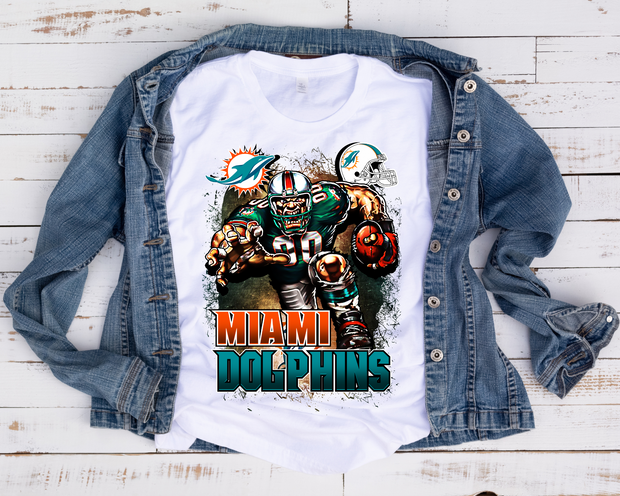 Miami Dolphins Graphic Player Running Bomber Jacket Men - T-shirts