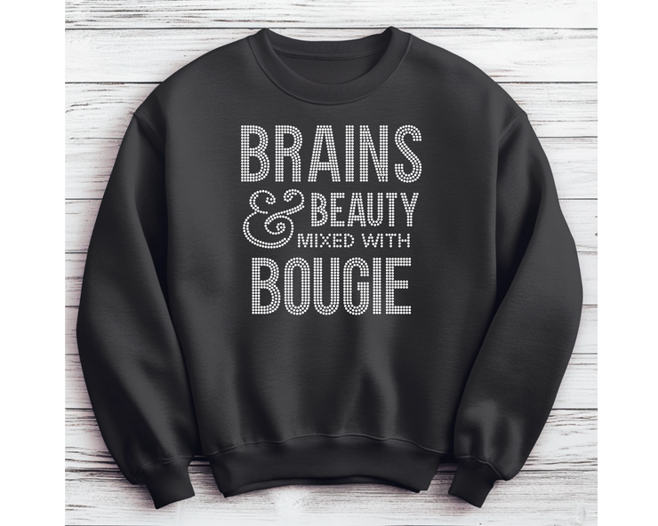 Brains and Beauty Rhinestone Transfer-Adult Sized