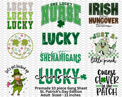 St. Patrick's Day Premade Gang Sheet (10 piece)