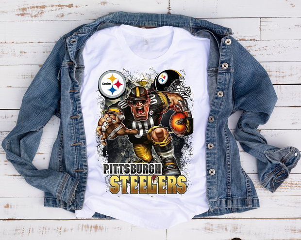 Pittsburgh Steelers Gang Gang Hand Painted Denim Jacket 