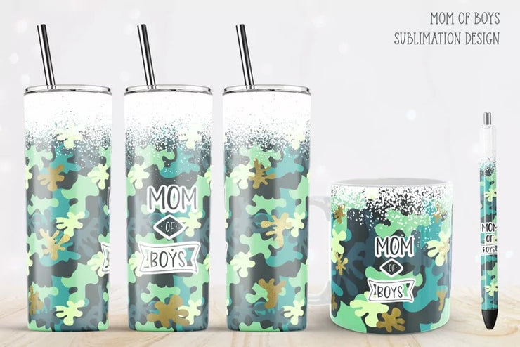 Mom of Boys Tumbler, Mug and Pen Wrap Designs